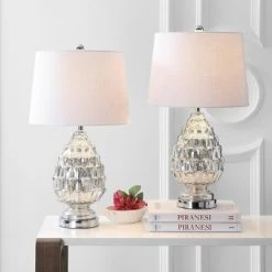 JONATHAN Y 25.5" (Set of 2) Artichoke Glass Table Lamp (Includes LED Light Bulb) Silver - JONATHAN Y