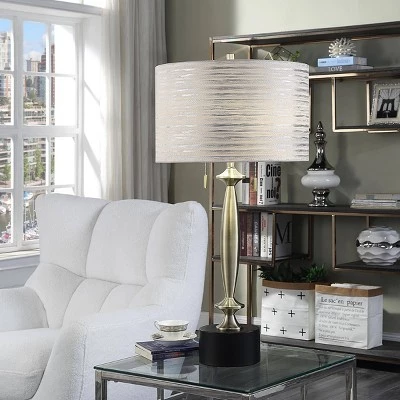 Round Slim Table Lamp with Custom Fabric Shade with Pedestal Base Black - StyleCraft 7 Round Slim Table Lamp with Custom Fabric Shade with Pedestal Base Black - StyleCraft - Image 5