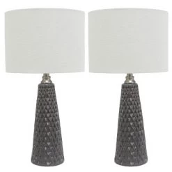 Set of 2 Ceramic Table Lamps - Decor Therapy Charcoal