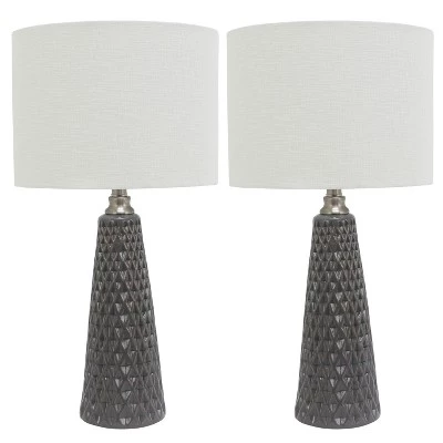 Set of 2 Ceramic Table Lamps - Decor Therapy Charcoal 3 Set of 2 Ceramic Table Lamps - Decor Therapy Charcoal