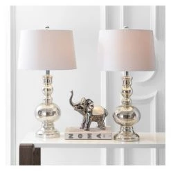 JONATHAN Y 28.5" Genie Glass Table Lamp Set Of 2 Silver (Includes LED Light Bulb) - JONATHAN Y