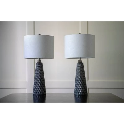 Set of 2 Ceramic Table Lamps - Decor Therapy Charcoal 4 Set of 2 Ceramic Table Lamps - Decor Therapy Charcoal - Image 2