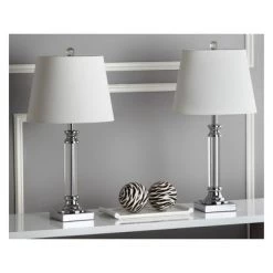 (Set of 2) 24" Zara Crystal Table Lamp Clear (Includes CFL Light Bulb) - Safavieh