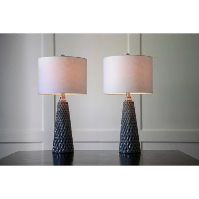 Set of 2 Ceramic Table Lamps - Decor Therapy Charcoal 5 Set of 2 Ceramic Table Lamps - Decor Therapy Charcoal - Image 3