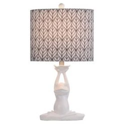 Whimsical Moulded Frog Table Lamp with Printer Shade Navy/White - StyleCraft