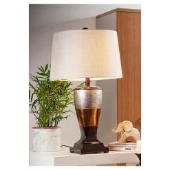 30" Antique Polyresin Table Lamp with Multi Tone Base (Includes CFL Light Bulb) Brown - Ore International