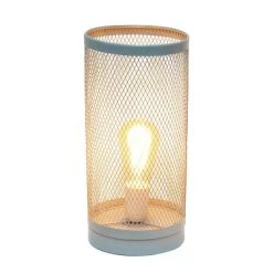 Mesh Cylindrical Steel Table Lamp Gray - Simple Designs