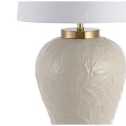 JONATHAN Y 31.5" Ceramic/Metal Regency Palm Leaf Bohemian Cottage Table Lamp (Includes LED Light Bulb) - JONATHAN Y