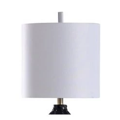 Cylindrical Table Lamp with Diagonal Texture and Acrylic Base Black - StyleCraft