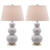 Set of 2 Pamela Triple Gourd Lamp (Includes LED Light Bulb) White - Safavieh -Loca Table Lamps Store unnamed file 333