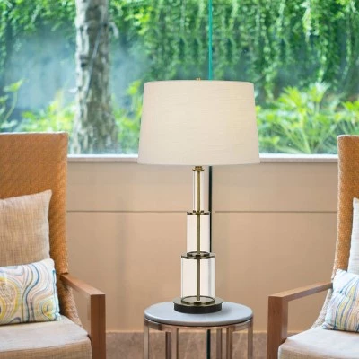 32" Brest Clear Glass Table Lamp Antique Brass - Cal Lighting 4 32" Brest Clear Glass Table Lamp Antique Brass - Cal Lighting - Image 2