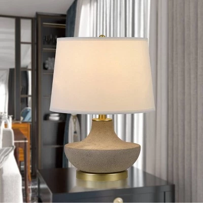 19.5" 3-way Almelo Ceramic Table Lamp with Taper Drum Hardback Shade Gravel - Cal Lighting 3 19.5" 3-way Almelo Ceramic Table Lamp with Taper Drum Hardback Shade Gravel - Cal Lighting