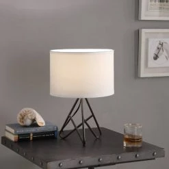 17.5" Modern Metal Tripod Table Lamp Black - Ore International