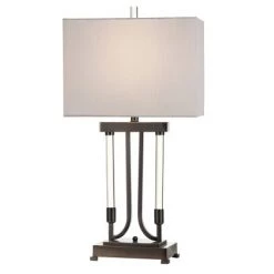 Two Crystal Rods and Pewter Finished Steel Frame Table Lamp - StyleCraft