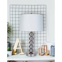 29" Modern Metal Table Lamp with Unique Base Silver - Ore International