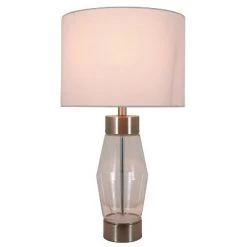 26" Glass and Metal Cadance Convex Clear Table Lamp (Includes LED Light Bulb) Brushed Steel - Decor Therapy