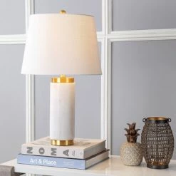 JONATHAN Y 23" Marble Adams Table Lamp (Includes LED Light Bulb) White - JONATHAN Y