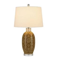 28.5" Olive Ceramic Table Lamp Green Leaf Finish Cocoa Brown - Cal Lighting