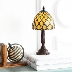 JONATHAN Y 12.5" Campbell Tiffany Style Table Lamp (Includes LED Light Bulb) Bronze - JONATHAN Y