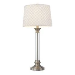 32" Metal/Crystal Contemporary Table Lamp Brushed Steel - Cal Lighting