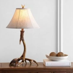 JONATHAN Y 27.5" Antler Rustic Resin Table Lamp (Includes LED Light Bulb) Brown - JONATHAN Y