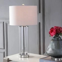 JONATHAN Y 29" Glass Harper Table Lamp (Includes LED Light Bulb) Clear - JONATHAN Y