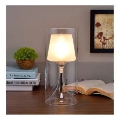 13" Novelty Hurricane Glass Table Lamp (Includes LED Light Bulb) White - Ore International