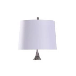 Rochford Diamond Shape Glass Table Lamp with Tapered Drum Shade Silver - StyleCraft