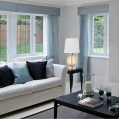 28" Metal/Glass Contemporary Table Lamp Brushed Steel/Amber - Cal Lighting