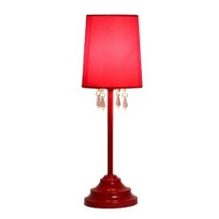 Table Lamp with Fabric Shade and Hanging Acrylic Beads Red - Simple Designs