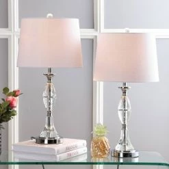 JONATHAN Y 25.5" (Set of 2) Reid Crystal Table Lamp (Includes LED Light Bulb) Clear - JONATHAN Y