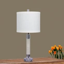 2pk Smooth Crystal And Snow Marble Table Lamps Clear - Fangio Lighting