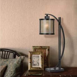 26" Iron Metal Table Lamp with a Mica shade Black - Cal Lighting