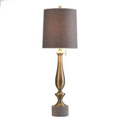 Slim Satin Table Lamp with Cement Base Gray - StyleCraft