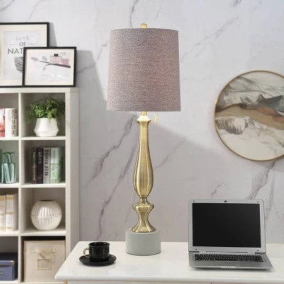 Slim Satin Table Lamp with Cement Base Gray - StyleCraft 7 Slim Satin Table Lamp with Cement Base Gray - StyleCraft - Image 5