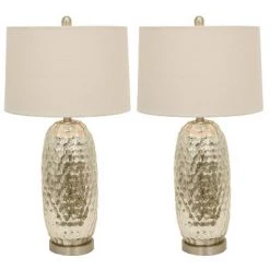20.5" Set of 2 Antique Mercury Dimple Glass Table Lamps Gold - Decor Therapy