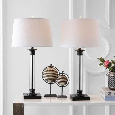 JONATHAN Y 30" (Set of 2) Mason Glass/Metal Table Lamp (Includes LED Light Bulb) Black - JONATHAN Y 3 JONATHAN Y 30" (Set of 2) Mason Glass/Metal Table Lamp (Includes LED Light Bulb) Black - JONATHAN Y