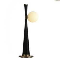 Contemporary Slim Tapered Table Lamp with Glass Ball Globe Black - StyleCraft