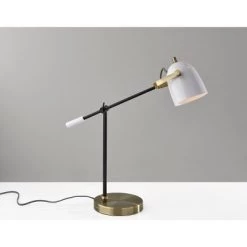Casey Desk Lamp Black/White/Brass - Adesso