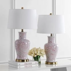 Set of 2 Calli Table Lamps Pink/White (Includes LED Light Bulb) - Safavieh