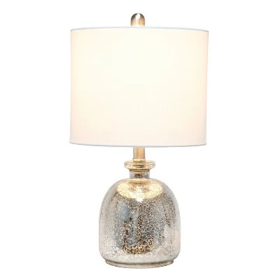 Mercury Hammered Glass Jar Table Lamp with Linen Shade Silver - Lalia Home 3 Mercury Hammered Glass Jar Table Lamp with Linen Shade Silver - Lalia Home