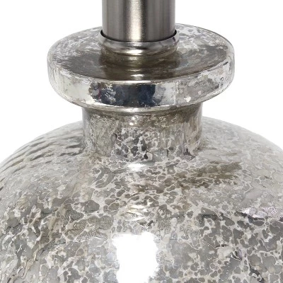 Mercury Hammered Glass Jar Table Lamp with Linen Shade Silver - Lalia Home 4 Mercury Hammered Glass Jar Table Lamp with Linen Shade Silver - Lalia Home - Image 2