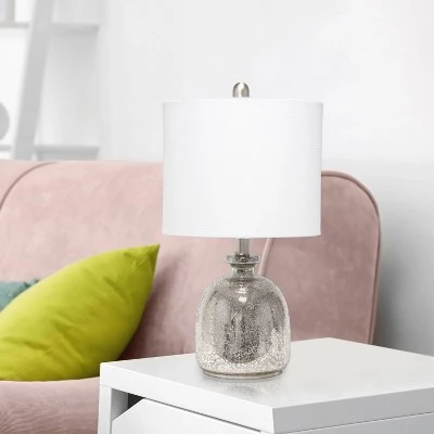 Mercury Hammered Glass Jar Table Lamp with Linen Shade Silver - Lalia Home 5 Mercury Hammered Glass Jar Table Lamp with Linen Shade Silver - Lalia Home - Image 3