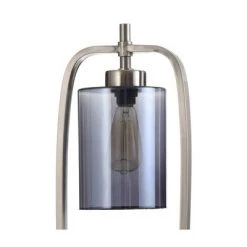 Brushed Steel with Marble Base and Smoked Glass Shade Table Lamp White - StyleCraft