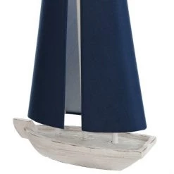 Moulded Sail Boat Table Lamp with Two U-Shaped Shades Blue/White - StyleCraft
