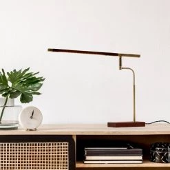 LED Barrett Desk Lamp Walnut/Brass (Includes LED Light Bulb) - Adesso
