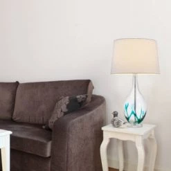 27" Glass Contemporary Table Lamp Turquoise - Cal Lighting