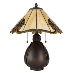 19.5" Resin Transitional Table Lamp with Tiffany Glass Shade - Cal Lighting