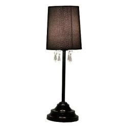 Table Lamp with Fabric Shade and Hanging Acrylic Beads Black - Simple Designs