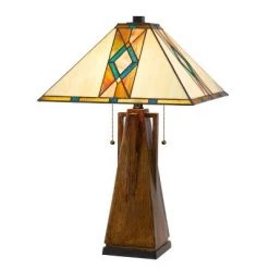 25" Resin Contemporary Mission Table Lamp with Tiffany Glass Shade - Cal Lighting